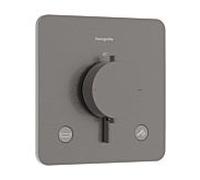 Thermostatique encastré Hansgrohe Ecostat Comfort Q 33717340, pour 2 sorties, 23 l/min, EN 1717, chrome noir brossé
