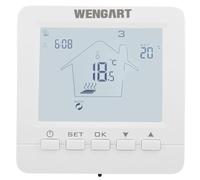 Thermostats de Chauffage Wengart WG02B05, écran Tactile LCD programmable de 7 Jours, AC230V Max16A, Travail pour Le Chauffage électrique par Le Sol avec capteur de sonde de 3 m Rétroéclairage, Blanc