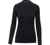 Thermowave Xtreme Femme - Hauts & sous-vêtement Thermique en Laine Mérinos - Ras-du-Cou Super Doux - 220 GSM - Séchage Rapide - Mélange Noir/Gris Foncé - S