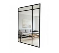 THEROSE Miroir de fenêtre, miroir industriel moderne, miroir en aluminium noir, 120 x 80 cm (100 x 80, noir)