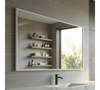 THEROSE Miroir de salle de bain rectangulaire en métal aluminium noir, blanc, doré, sans lumière, 70 x 90, 80 x 100, 60 x 100, 80 x 120, 100 x 120, 80 x 160 cm (blanc, 100 x 80 cm)