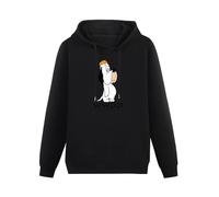 THERULER WWJD What Would Droopy Dog Do Mens Pullover Hoodies Casual Black Hoody Cotton Graphic Unisex Sweatshirts L
