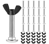 Therwen 20 Set M6 Pet Carrier Fasteners Set Dog Kennel Replacement Screws and Bolts Butterfly Nuts Dog Kennel Bolts Hardware Replacement Kit for Pet Carrier(Black)