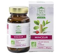 Thés de la Pagode - Complément Alimentaire Minceur - Thé Vert Sencha bio, Guarana, Maté - 60 Gélules Végétales Certifiées Bio, Programme 20 Jours
