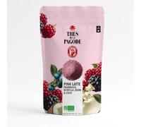 Thés de la Pagode - Pink Latte - Fruits Rouges, Coco et Vanille Bio - 80g | Poudre Bio - Sans Théine - Framboise, Myrtille, Mûre - Boisson Facile à Préparer, Chaude ou Glacée, avec Lait Végétal