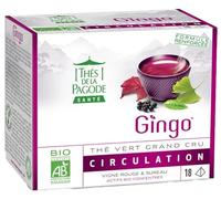 Thés de La pagode - Thé Gingo - Thé vert au ginkgo biloba - Formule renforcée et brevetée - Favorise une bonne circulation, réduit l’effet jambes lourdes (Boîte de 18)