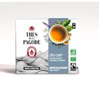 Thés de la Pagode - Thé Zou chá Bio - Thé vert sencha au curcuma et à la reine des prés - Thé Bio - Confort articulaire - Boîte 30 infusettes