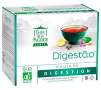 Thés de la Pagode - Tisane Digestao - Infusion au Rooibos Bio - Confort Digestif après le Repas - Baie de Genévrier, Mauve, Gingembre, Fenugrec - Boîte de 18 sachets