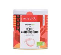 Thés - Terre d'Oc : Thé vert pêche du Roussillon bio 80 g terre d'Oc