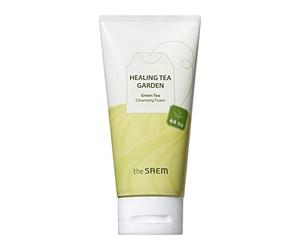 THESAEM Healing Tea Garden Greenn Tea Mousse Nettoyante 150 ml - Mousse Visage Hydratante Douce, Pour Peaux Sèches Et Durees Mousse Nettoyante Au Thé Vert