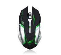Theshy Beacon Wolf T1 Souris sans fil rechargeable silencieuse pour ordinateur portable, ordinateur portable, jeux vidéo Noir Blanc LED rétroéclairé USB optique ergonomique (Noir)