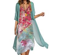 TheSosy Ensemble 2 pièces - Robe longue et cardigan transparent Femmes Tenues des invités au mariage Robe de fête décontractée pour l'été sur la plage