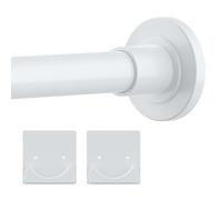 Thestoa Tringle à rideau de douche réglable de 76,2 à 172,7 cm avec support, tringle de douche antirouille et tringle à ressort sans perçage, tringle à rideau de douche pour salle de bain