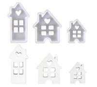 TheStriven Lot de 3 Moules en Silicone pour Maison - Résine Époxy - Pour Bougies en Cire de Soja, Savon, Artisanat (B)