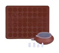 TheStriven Tapis de Cuisson Macarons en Silicone Plaque à Macarons en Silicone 48 Coques Macaron Cuisson Tapis Moule Macaron Molde avec 1 Poche à Douille et 5 Douilles de Formes Differentes