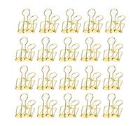 THETHO 20 PCS Pinces Double de 32 mm, Trombones de Papier, Clips de Reliure en Métal, Clips de Document Pince à épiler Bureau pour Le Bureau, l'école et la Maison (Or)