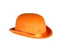Thetru Melon Top Colour Velours avec ruban de satin 60 cm | Orange fluo - Chapeau de bowler adulte
