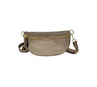 TheWan Demi Lune Petit Sac Banane Sac Poitrine Italien Cuir Italien Femme, Sac Demi Lune Porté Ceinture et de Travers Cuir Vachette,Dimensions: H12 x L 22 x P 5 cm (Champagne Irisé)