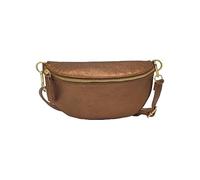 TheWan Demi Lune Petit Sac Banane Sac Poitrine Italien Cuir Italien Femme, Sac Demi Lune Porté Ceinture et de Travers Cuir Vachette,Dimensions: H12 x L 22 x P 5 cm (Camel Irisé)