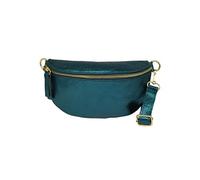 TheWan Demi Lune Petit Sac Banane Sac Poitrine Italien Cuir Italien Femme, Sac Demi Lune Porté Ceinture et de Travers Cuir Vachette,Dimensions: H12 x L 22 x P 5 cm (Canard Irisé)