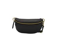 TheWan Demi Lune Petit Sac Banane Sac Poitrine Italien Cuir Italien Femme, Sac Demi Lune Porté Ceinture et de Travers Cuir Vachette,Dimensions: H12 x L 22 x P 5 cm (Noir)