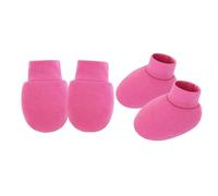 Thewasc 1 ensemble de moufles en coton pour nourrissons, anti-rayures, gants et chaussettes doux et respirants pour garçons et filles de 0 à 6 mois, chaussons en coton doux, rose, Taille unique