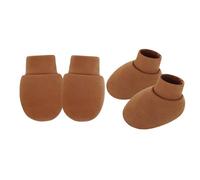 Thewasc 1 ensemble de moufles en coton pour nourrissons, anti-rayures, gants et chaussettes doux et respirants pour garçons et filles de 0 à 6 mois, chaussons en coton doux, caramel, Taille unique