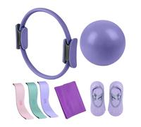 Thewasc 7 Pièces D'entraînement Pilates Ensemble Essentiel Bande De Résistance Ballon 'Exercice Outil Sculpture du Corps Anneaux Ensemble avec Bande Extensible Ballon 'Exercice Et Accessoires