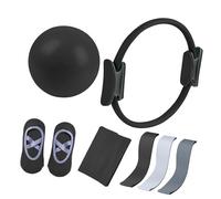 Thewasc 7 Pièces D'entraînement Pilates Ensemble Essentiel Bande De Résistance Ballon 'Exercice Outil Sculpture du Corps Anneaux Ensemble avec Bande Extensible Ballon 'Exercice Et Accessoires