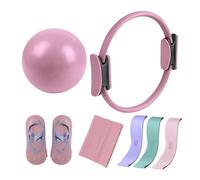 Thewasc 7 Pièces D'entraînement Pilates Ensemble Essentiel Bande De Résistance Ballon 'Exercice Outil Sculpture du Corps Anneaux Ensemble avec Bande Extensible Ballon 'Exercice Et Accessoires