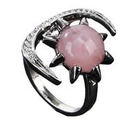 Thewasc Bagues en cristal étincelant confortables à porter avec des pierres précieuses naturelles, bijoux de doigt tendance en cristal accessoire lune et étoiles, taille unique, Comme décrit, Comme