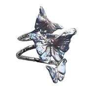 Thewasc Bagues tendance papillon de taille flexible, effet de transition de couleur, bijoux rétro modernes, bijoux réglables irisés dégradés