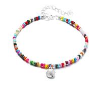 Thewasc Bracelet de cheville élastique coloré pour femme avec perles rondes