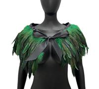 Thewasc Cape col réglable en plumes pour femmes et hommes lors de fêtes d'Halloween, banquets des années 1920, châle, châle, cape pour femme, châle gothique, Vert, taille unique