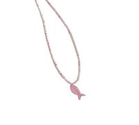 Thewasc Collier à breloques en forme de poisson coloré - Longueur réglable - Style rétro - Bijoux pour tous les jours - Accessoire décontracté pour femme, taille unique, Comme décrit, Comme décrit.