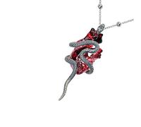 Thewasc Collier avec médaillon en forme de serpent mystérieux en forme de cœur réglable gothique élégant pour fêtes, concerts, festivals, chaîne de clavicule, taille unique, Comme décrit, Comme décrit