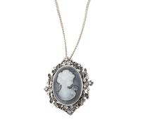 Thewasc Collier avec pendentif camée ovale avec strass en cristal fait à la main, accessoire de bijoux vintage élégant, rehausseur de tenue, collier polyvalent à plusieurs couches, taille unique