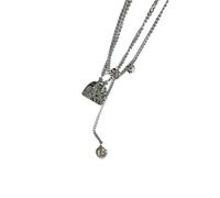 Thewasc Collier avec pendentif en forme de petit sac, bijoux simples en acier inoxydable, texture pour festival et défilés de mode, petite chaîne délicate, taille unique, Comme décrit, Comme décrit.