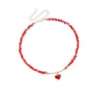 Thewasc Collier élégant avec symbole d'amour avec accents de cristal et perles de verre délicates, idéal pour un usage quotidien, collier en cristal fait à la main en forme de cœur, taille unique