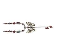 Thewasc Collier ethnique rétro papillon en céramique fait à la main bijoux cordon réglable femme accessoire de mode cadeau léger en céramique collier déclaration