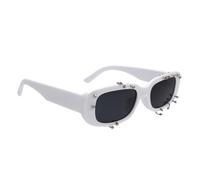 Thewasc Hiphop Lunettes de soleil cloutées à rivets avec protection UV400 Verres PC Mode Punk Monture pour adulte Unisexe Outdoor Streetwear Lunettes de protection solaire, Cadre blanc gris tarte