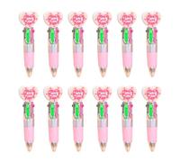 Thewasc Lot de 12 stylos à bille multicolores en forme de cœur 4 couleurs en 1 - Stylos multicolores rétractables pour étudiants - Cadeau de Saint-Valentin pour adultes