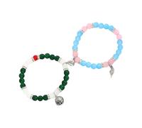Thewasc Lot de 2 bracelets de cheville réglables en verre avec perles magnétiques pour femme