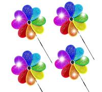 Thewasc Lot de 4 spinners réfléchissants colorés pour moulins à vent et jardin