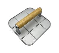 Thewasc Outil De Presse Hamburger en Acier Inoxydable avec Base Et Manche en Bois Lave-Vaisselle BBQ Grill Essentiel pour Même Les Galettes À Viande Viande Maison Cuisine