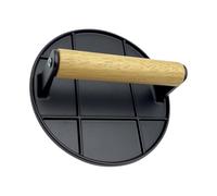Thewasc Outil De Presse Hamburger en Acier Inoxydable avec Base Et Manche en Bois Lave-Vaisselle BBQ Grill Essentiel pour Même Les Galettes À Viande Viande Maison Cuisine