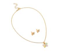 Thewasc Parure de bijoux avec pendentif papillon en forme de cœur pour un usage quotidien, collier et boucles d'oreilles en alliage fait à la main, accessoires de fête d'anniversaire pour enfants