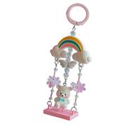 Thewasc Porte-clés ours coloré avec perles arc-en-ciel, robuste, léger, accessoire de sac, accessoire de décoration de voiture, porte-clés balançoire arc-en-ciel, b, taille unique
