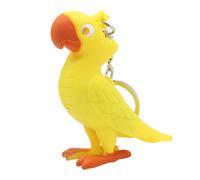 Thewasc Porte-clés perroquet avec lumière LED et effet sonore réaliste, décoration créative pour la recherche nocturne, porte-clés perroquet lumineux pour adultes, jaune, taille unique