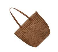 Thewasc Sac à bandoulière tissé élégant de grande capacité, sac de travail décontracté en paille pour un usage quotidien et voyage essentiel pour les voyages, kaki, One Size